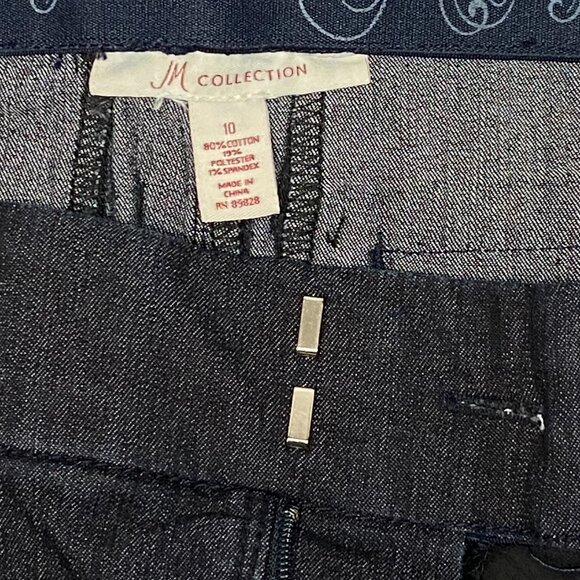 JM Collection High Rise Stretch Denim Pencil Skirt Black 10 Classic Work Chic - Picture 11 of 12